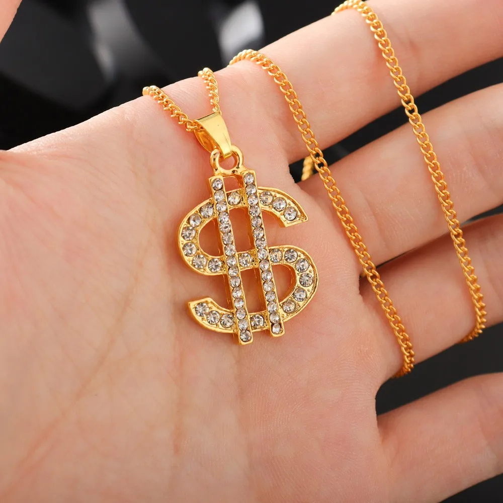 Collier Doré Brillant Dollar homme