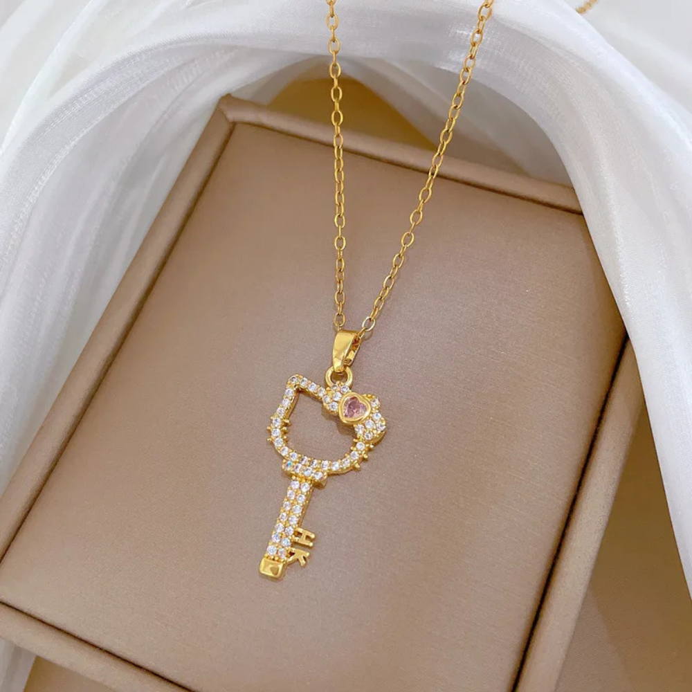 Collier Clé Chat doré