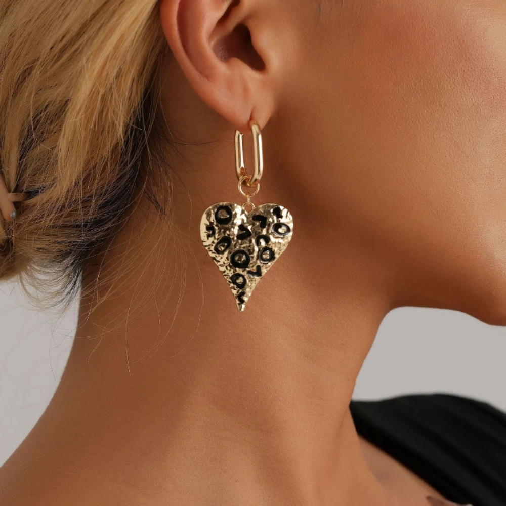Boucles d'Oreilles Coeur Léopard or