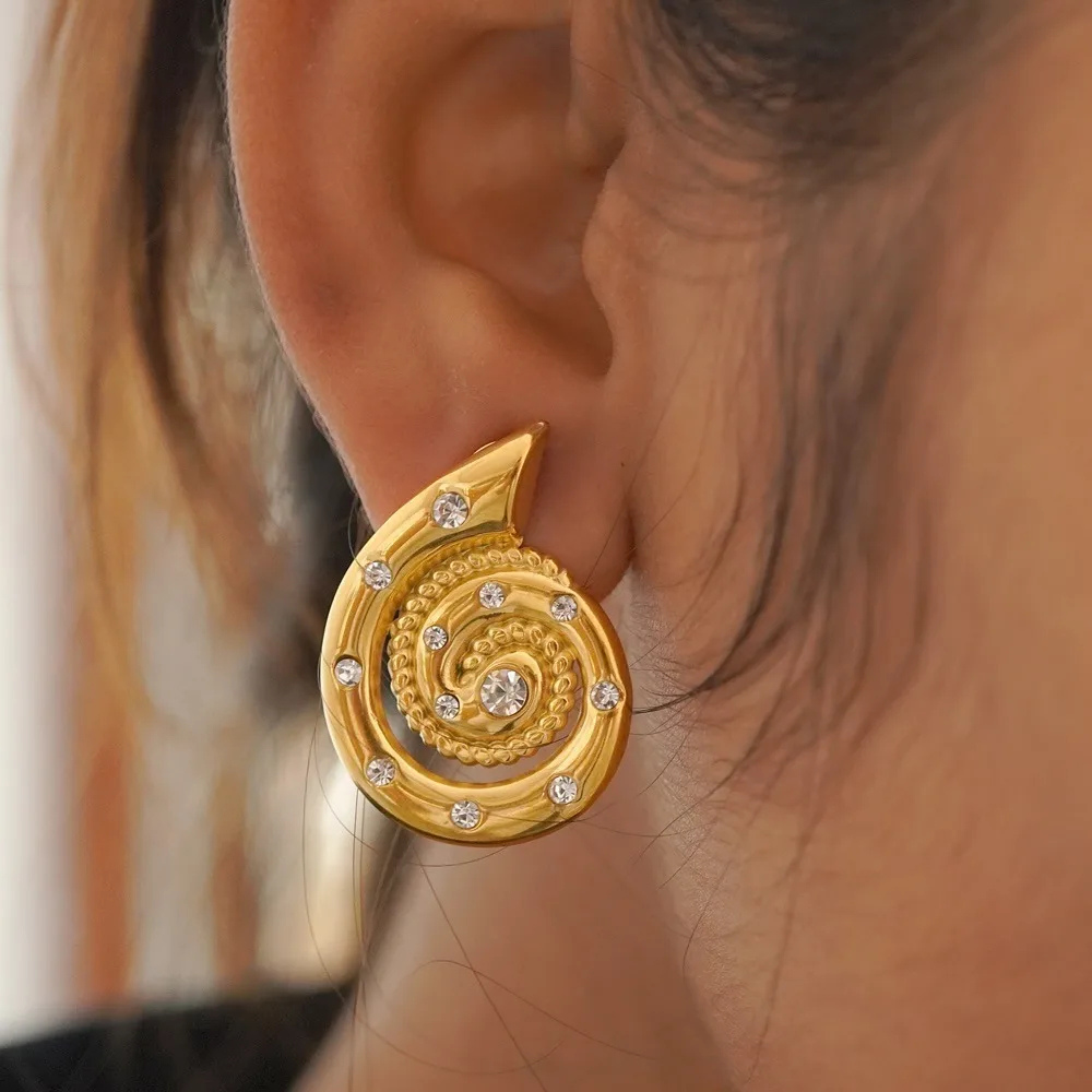 Boucles d'Oreilles Coquillage Strass or