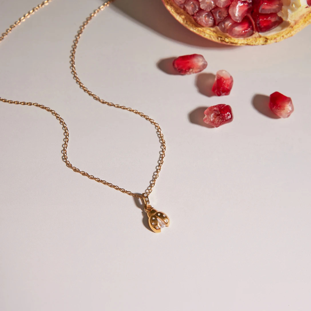 Collier Coccinelle Or acier inox