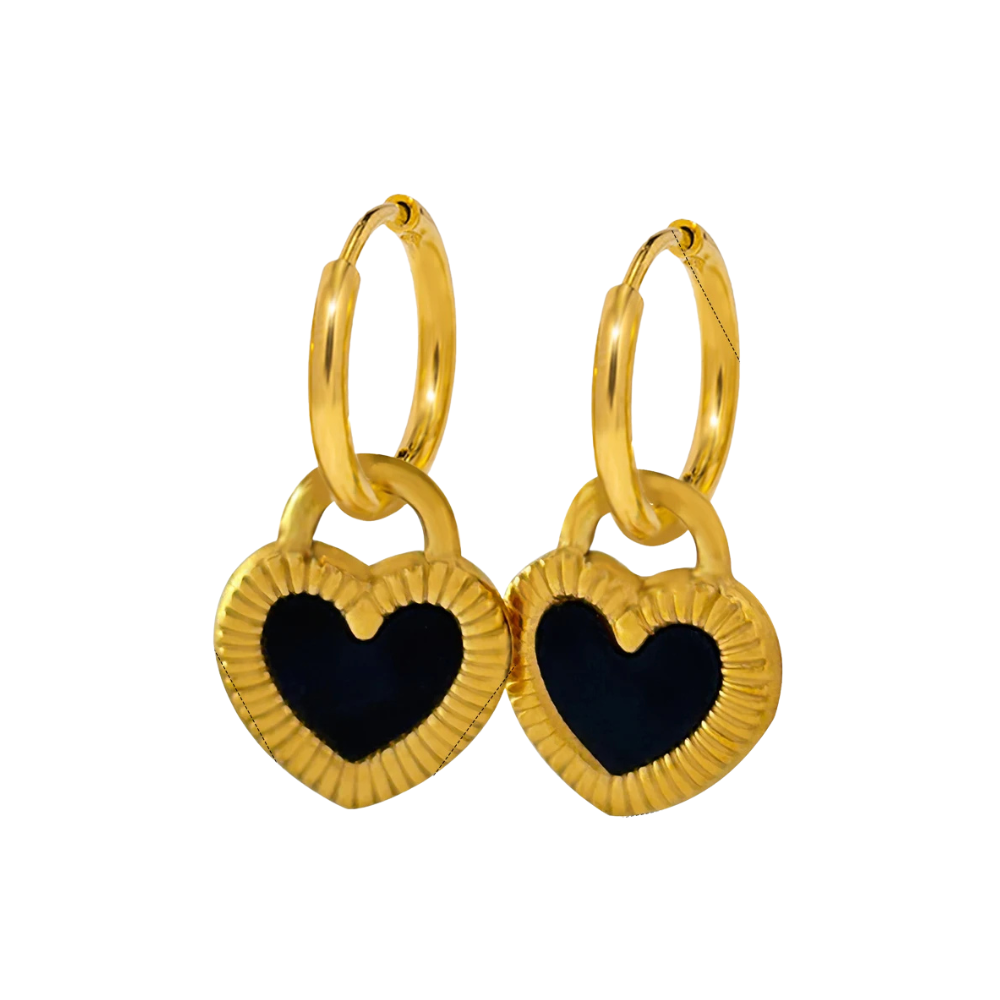 Boucles d'Oreilles Coeur Noir