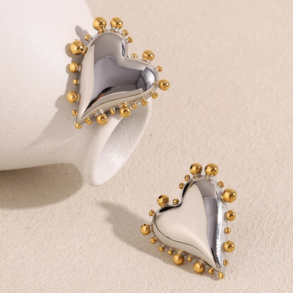 Boucles d'Oreilles Coeur Bicolore femme