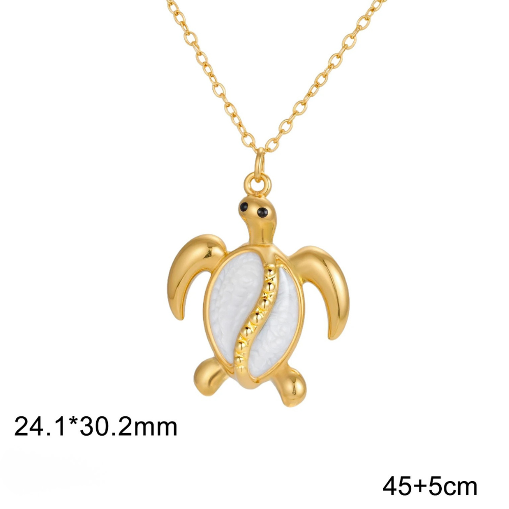 Collier Tortue Nacre Blanc or