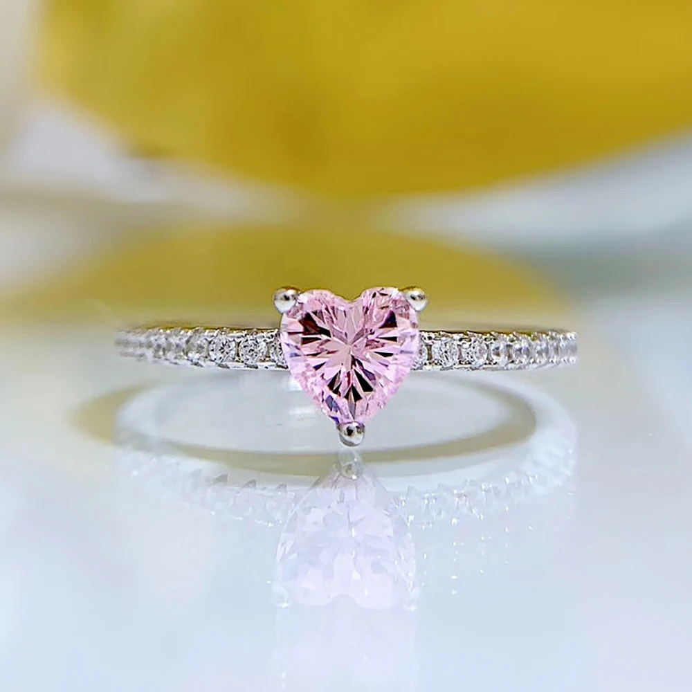 Bague solitaire Cœur Rose