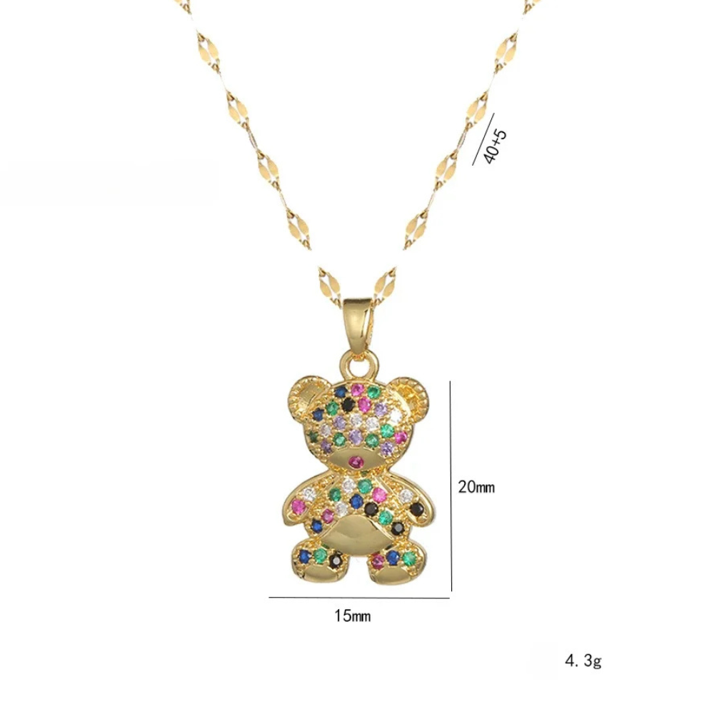 Collier Ourson Multicolore or