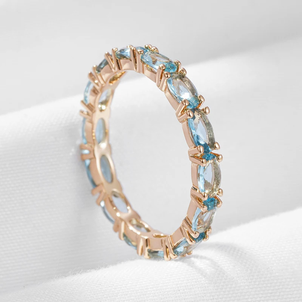 Bague Or Rose Pierres Bleues
