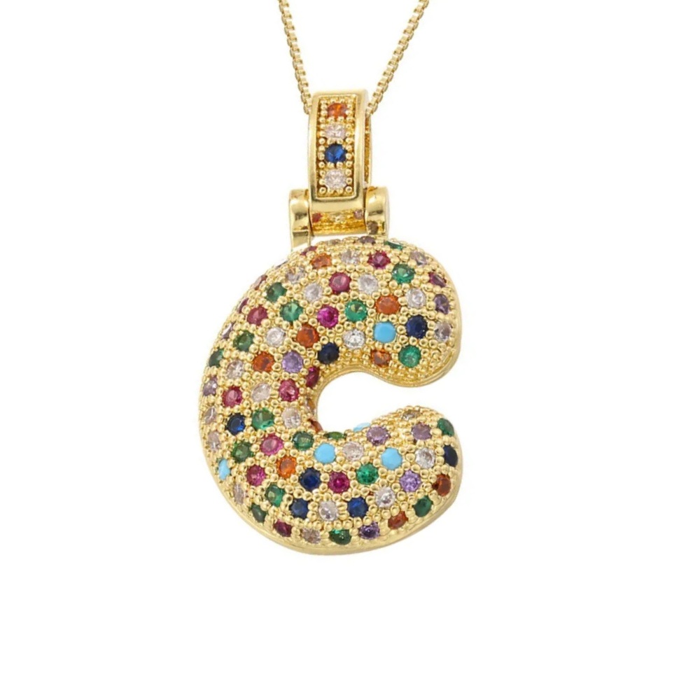 Collier Lettre Bubble Couleur c
