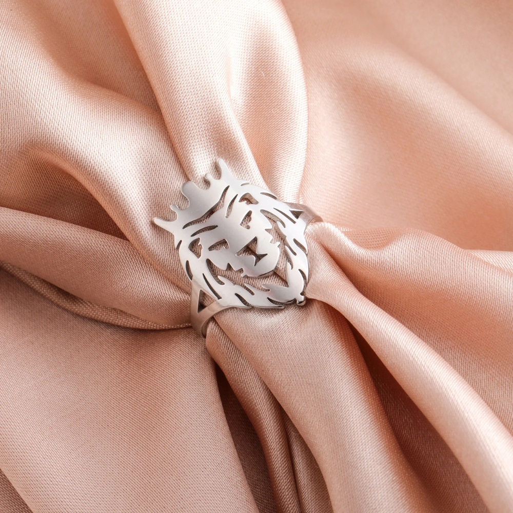Bague Lion Couronne acier inox