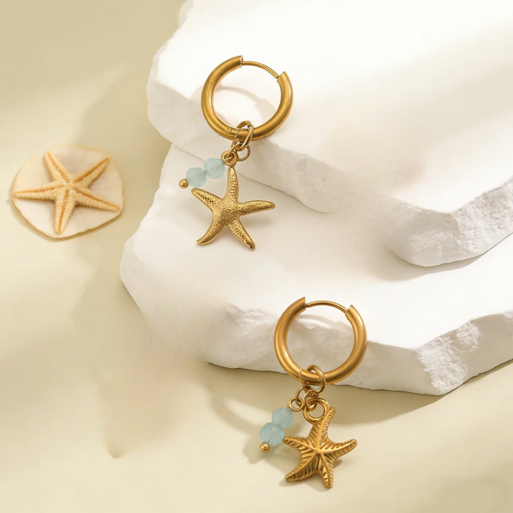 Boucles d'Oreilles Étoile de Mer Bohème femme or