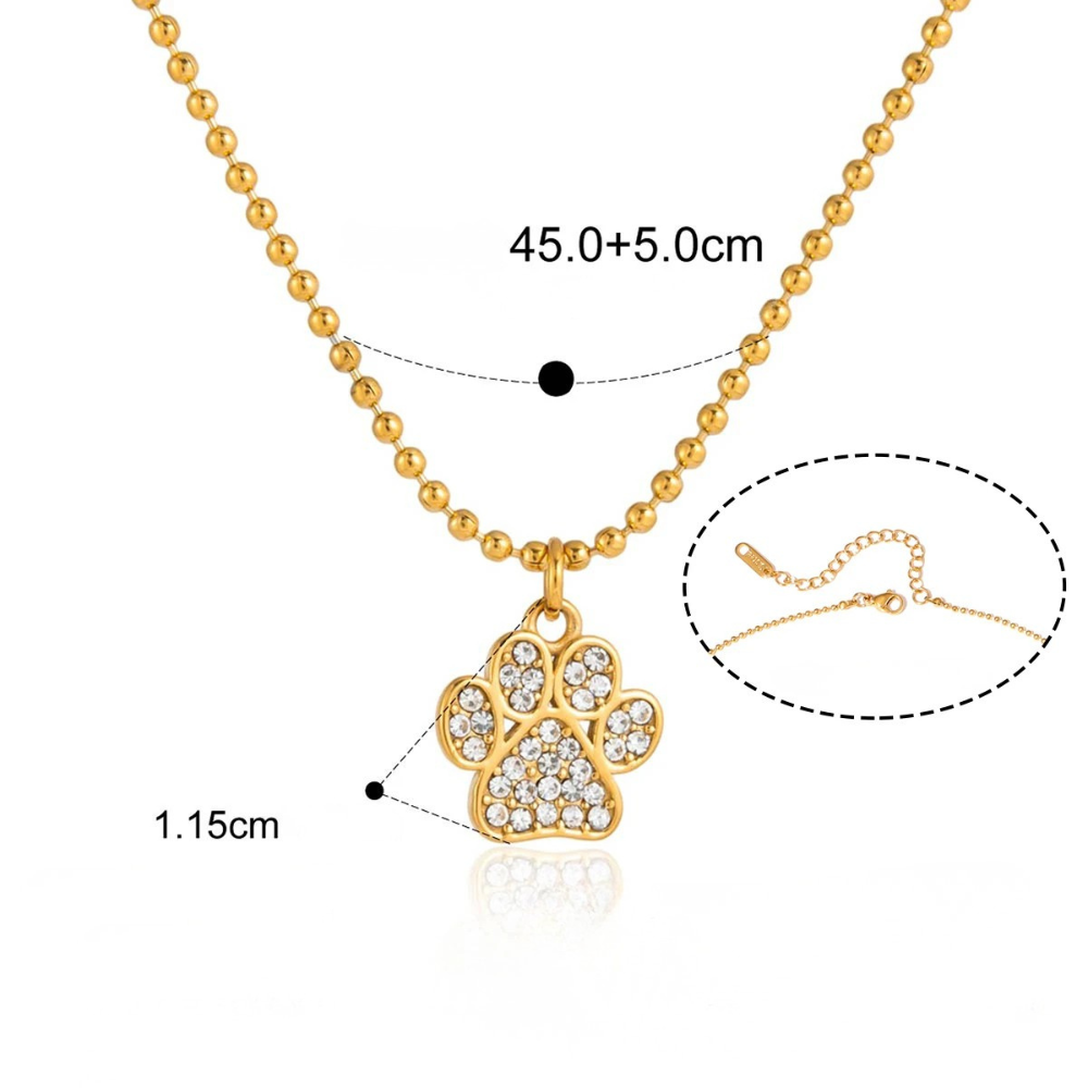 Collier Patte de Chien Brillante doré