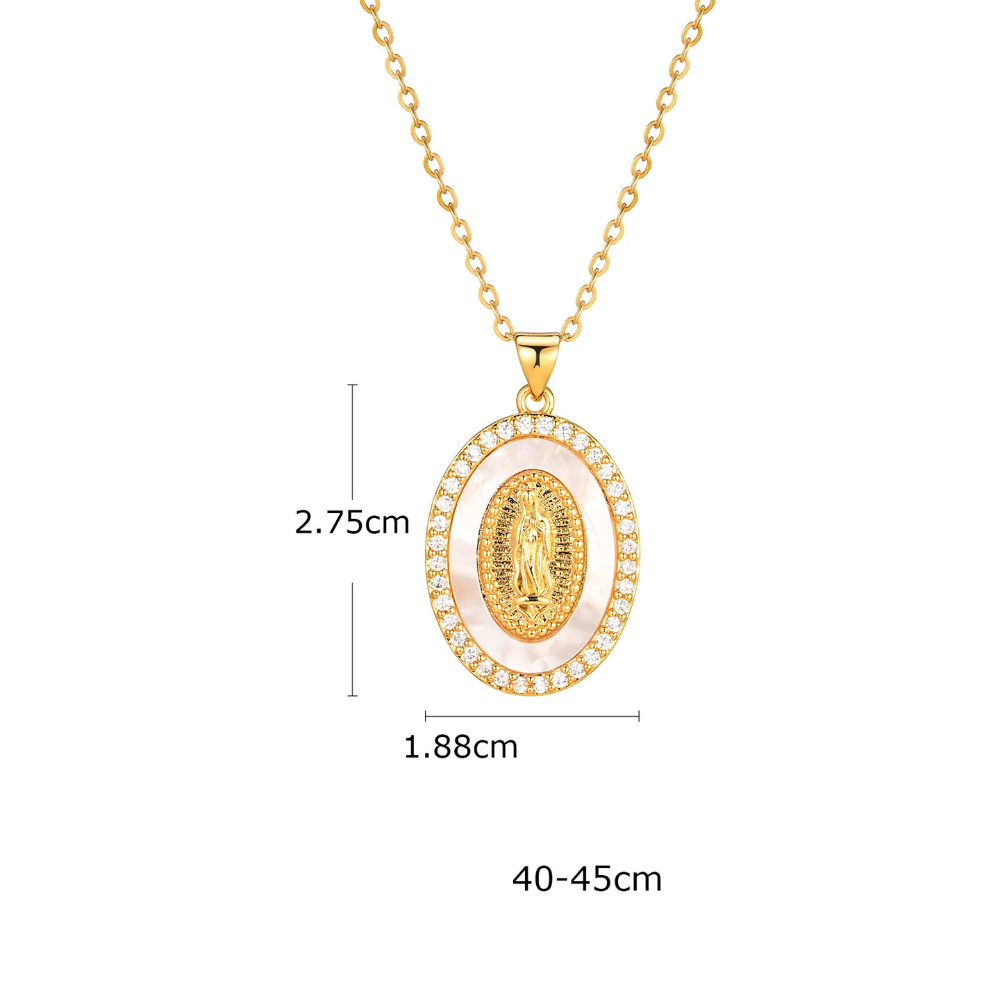 Collier Vierge Marie Blanc et zircon