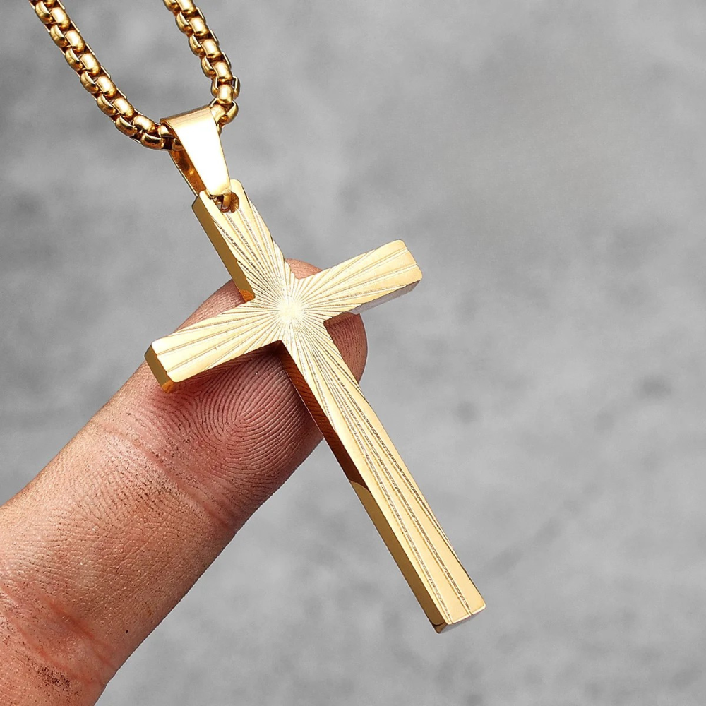 Collier Croix Chrétienne Homme or