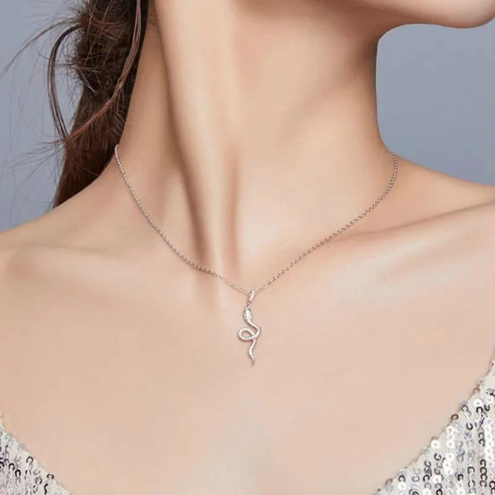 Collier Serpent Strass Argent brillant