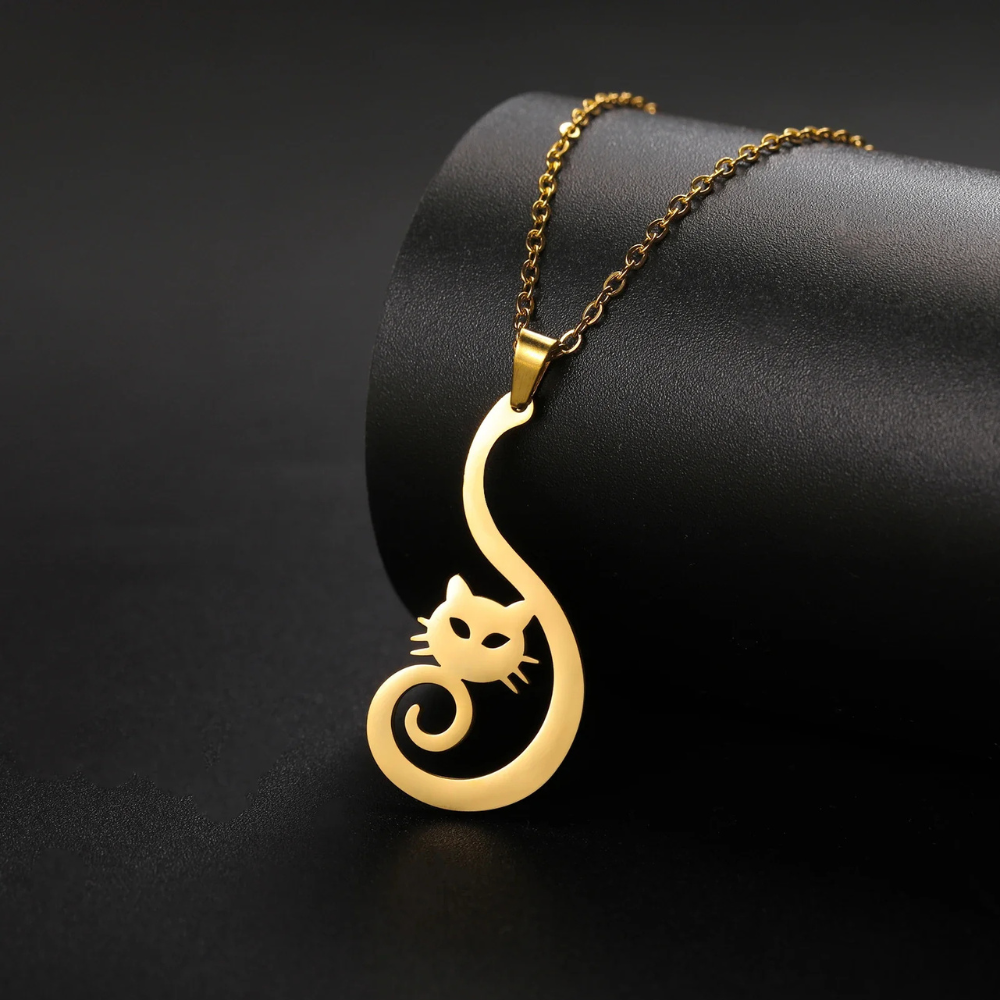 Collier Silhouette Chat Femme acier inoxydable