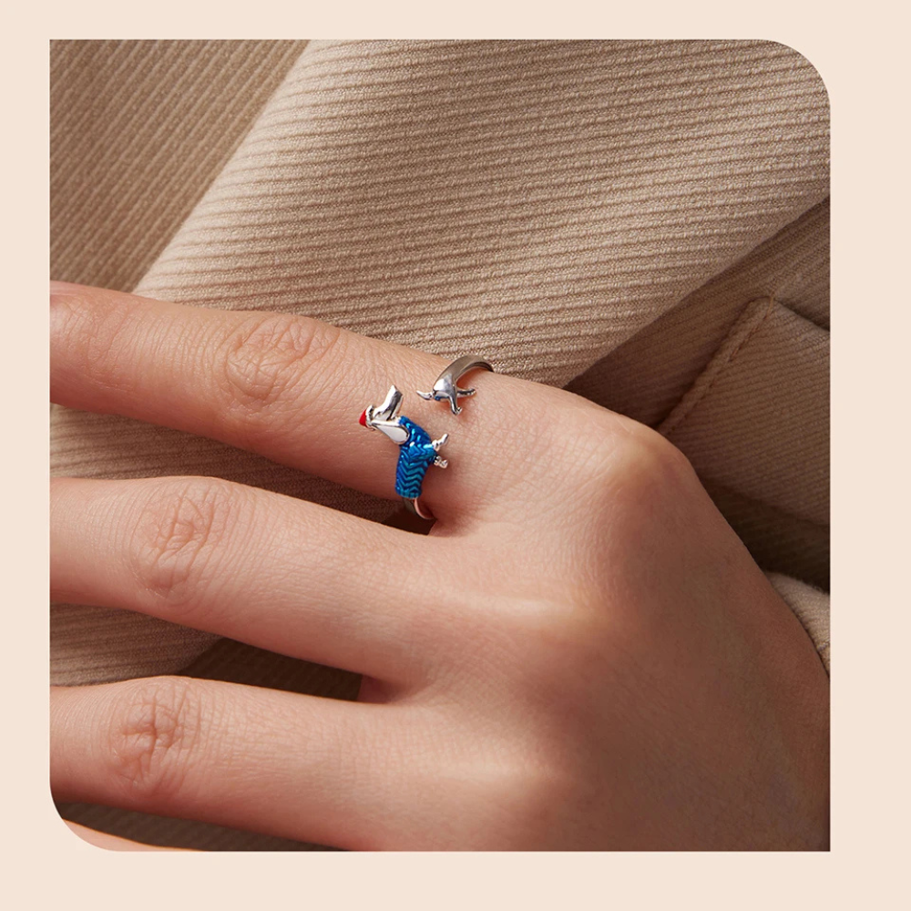 Bague Teckel Habillé reglable