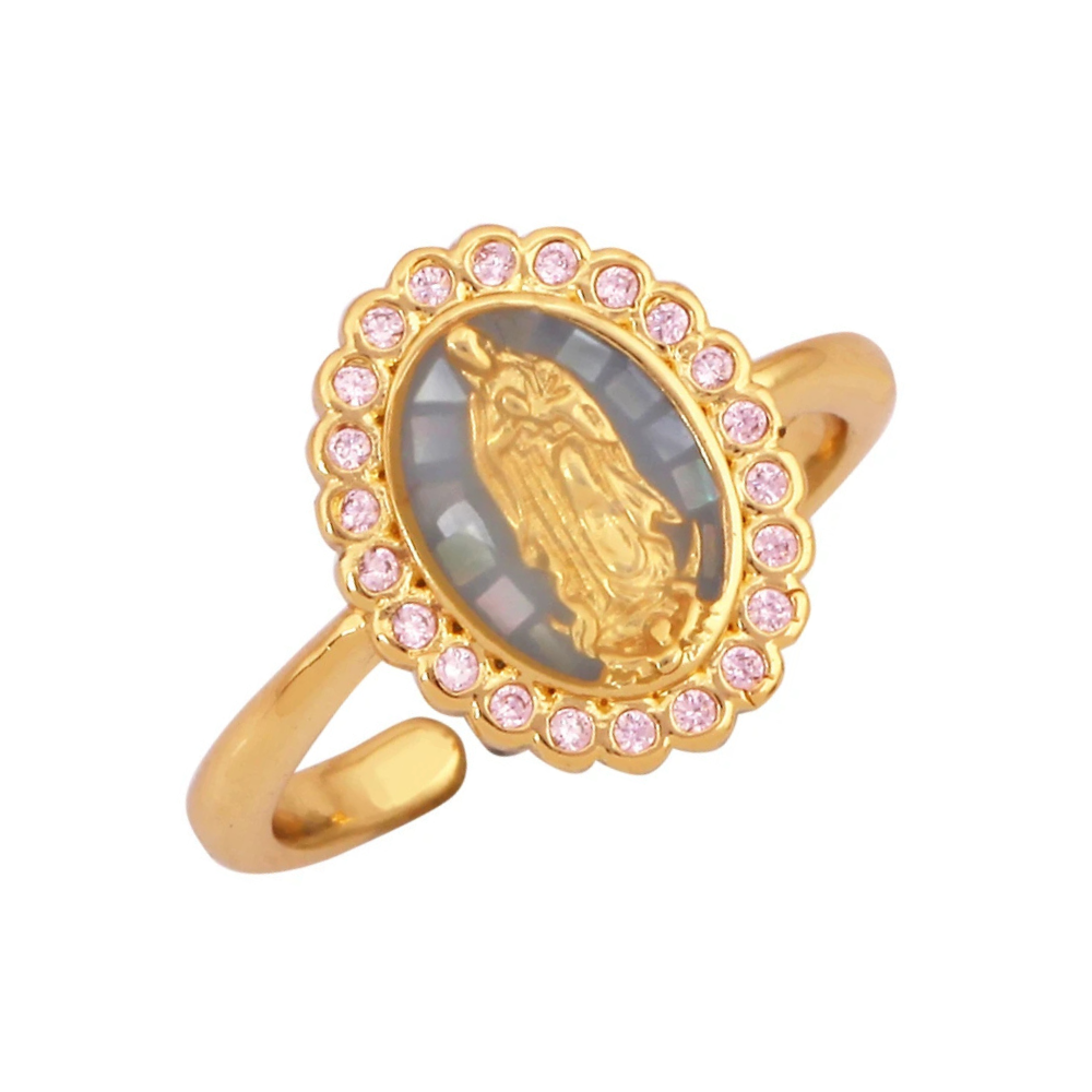 Bague Vierge Marie Nacre gris