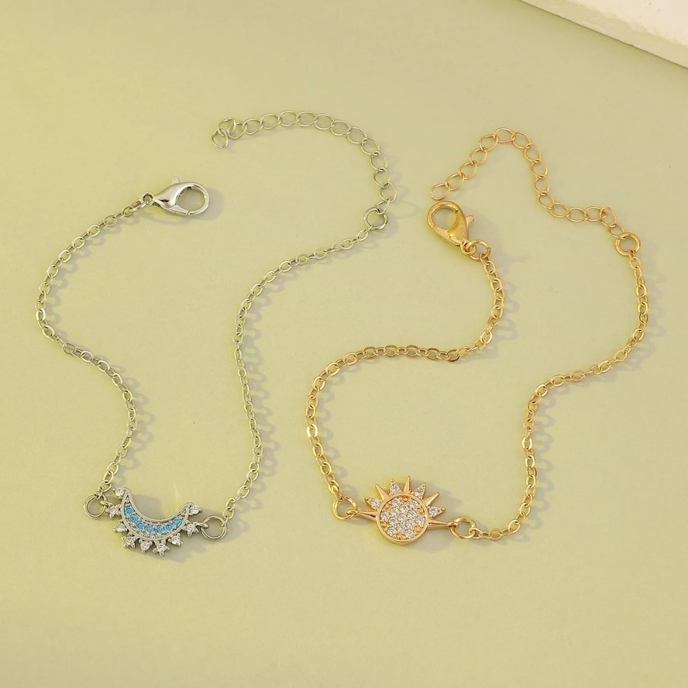 Bracelet Céleste Soleil et Lune pendentif