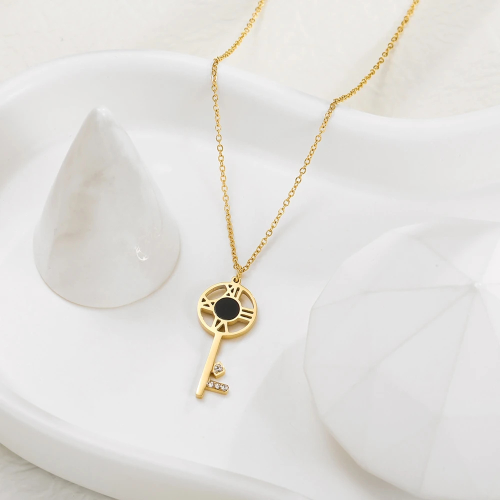 Collier Clé Acier Inoxydable or