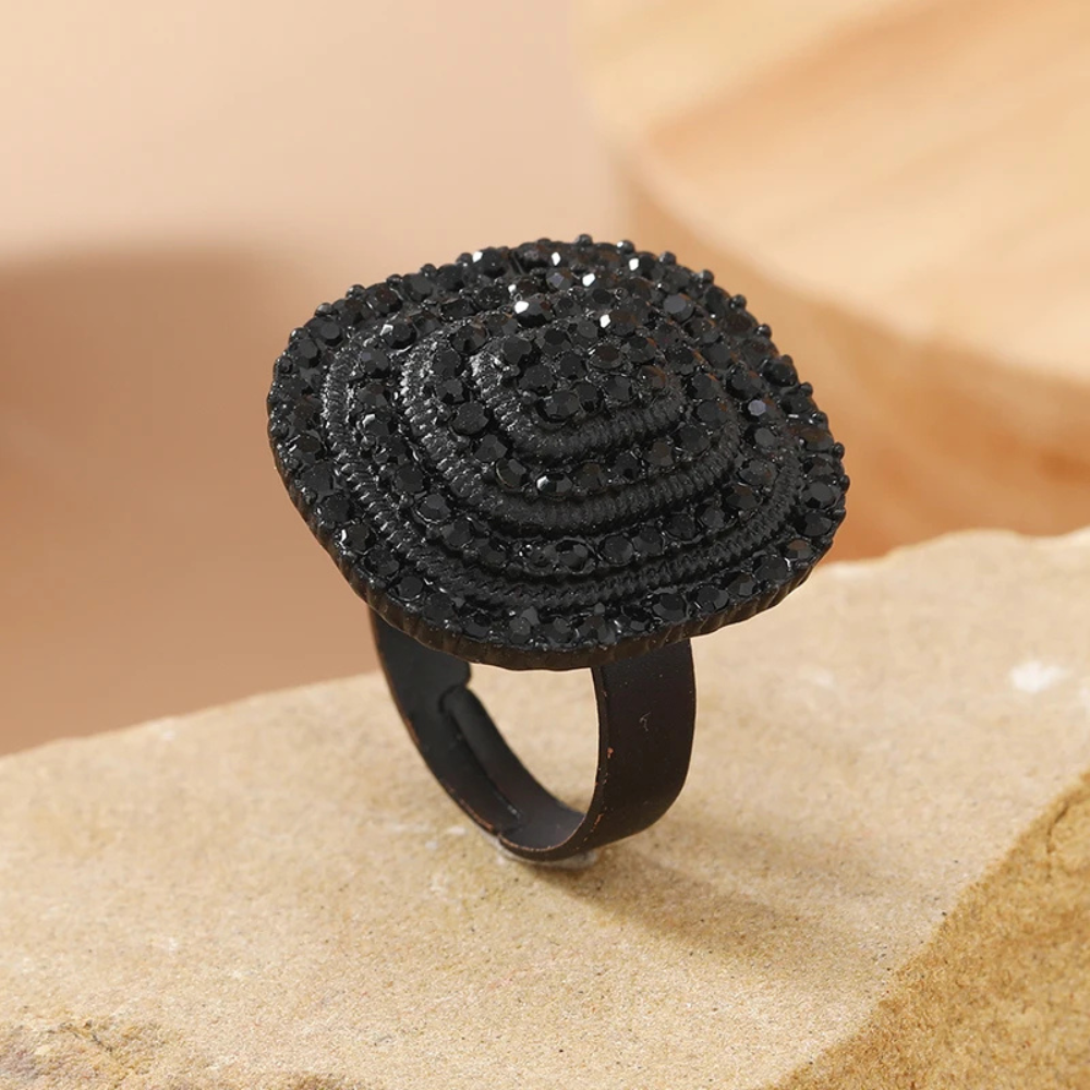Bague Noire Carrée acier
