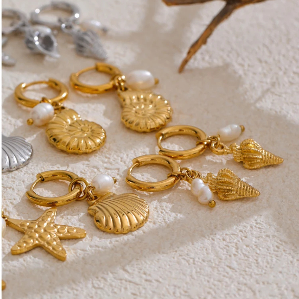 Boucles d'Oreilles Breloque Coquillage femme