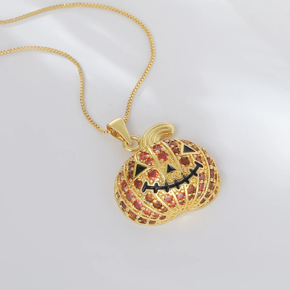 Collier Citrouille Halloween pendentif