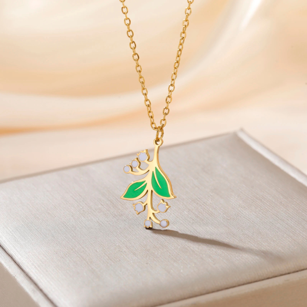 Collier Fleur Muguet acier inox