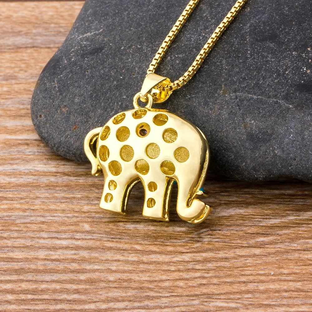 Collier Éléphant Bleu pendentif
