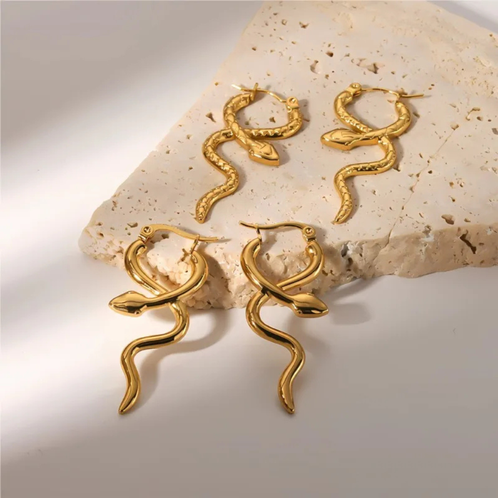 Boucles d'Oreilles Serpent Simples or
