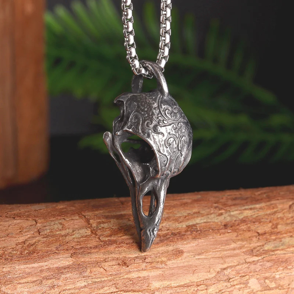 Collier Crâne de Corbeau acier