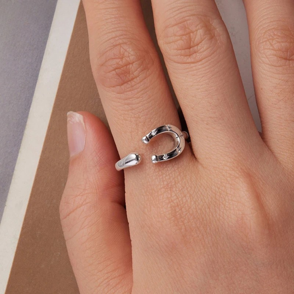 Bague Fer à Cheval Étoile reglable