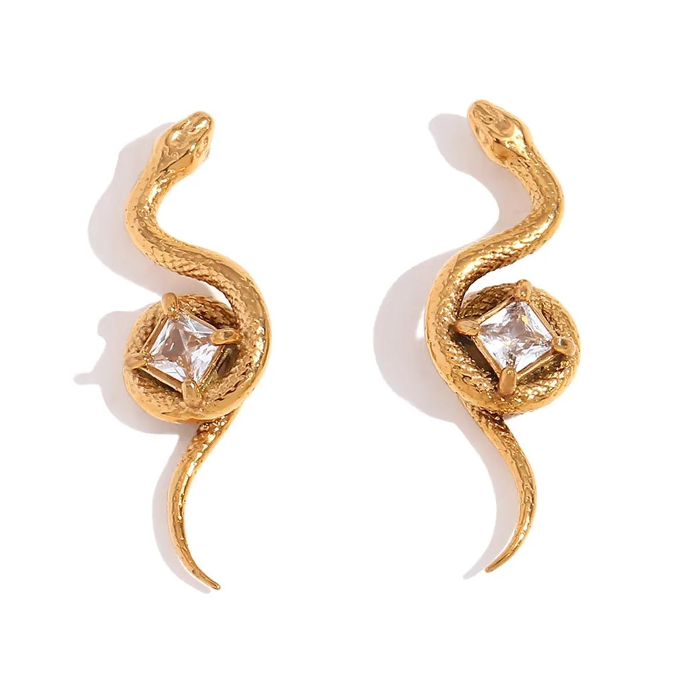 Boucles d'Oreilles Serpent Diamant