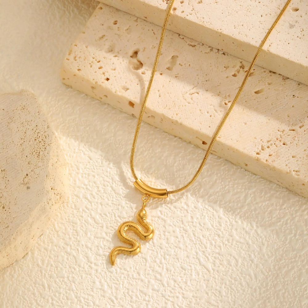 Collier Serpent Doré Femme or