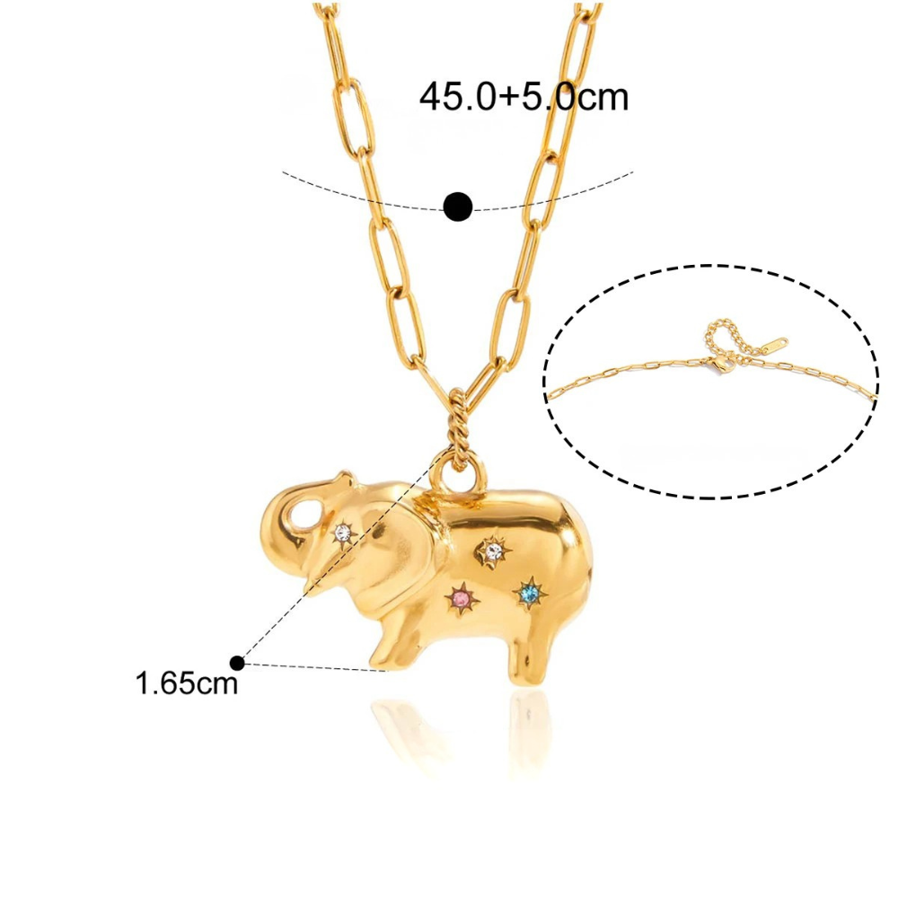 Collier Éléphant diamant Couleurs pendentif