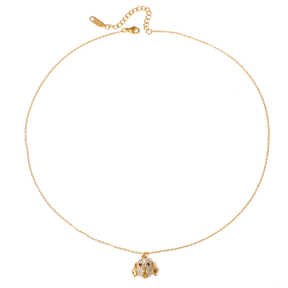 Collier Tête de Chien Strass doré