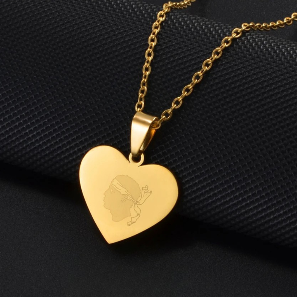 Collier Corse Coeur acier inoxydable