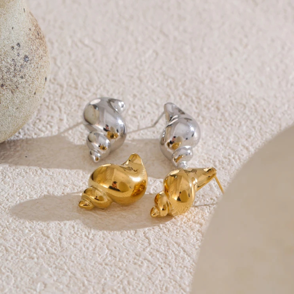 Boucles d'Oreilles Coquillage Marin acier inox