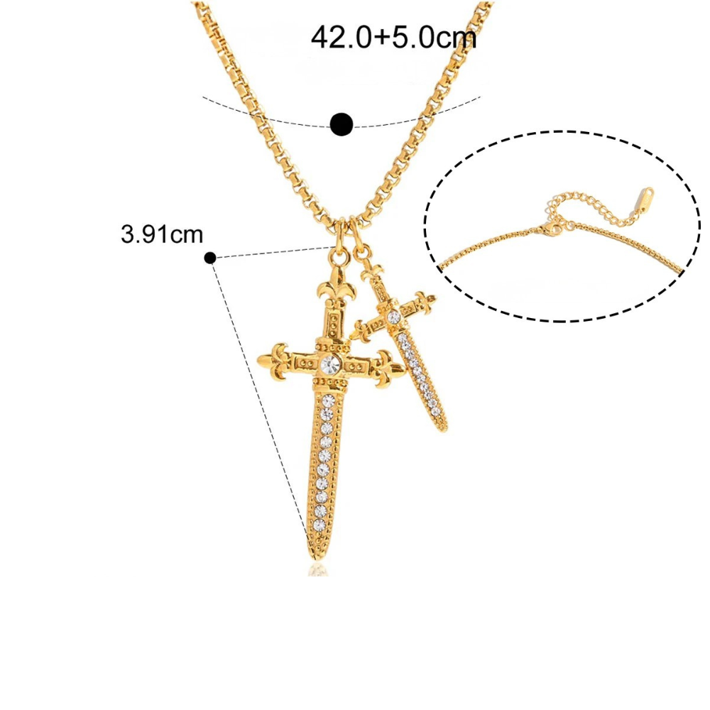 Collier Double Croix Femme acier inox