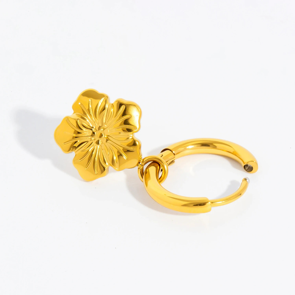 Boucles d'Oreilles Fleur Pendantes or