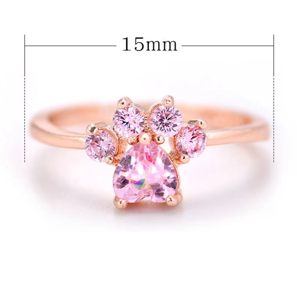 Bague Patte de Chien Rose femme