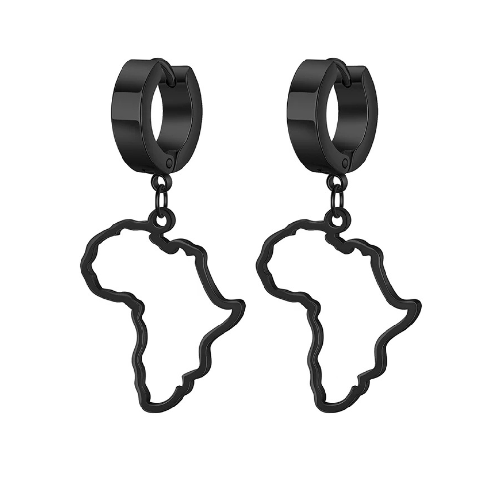 Boucles d'Oreilles breloque Afrique noir