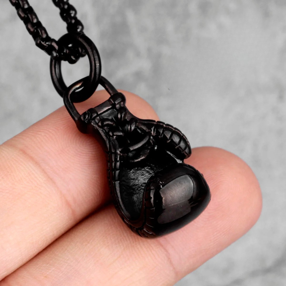 Collier Pendentif Gant de Boxe noir
