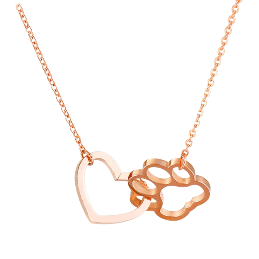 Collier Cœur et Patte de Chien rose