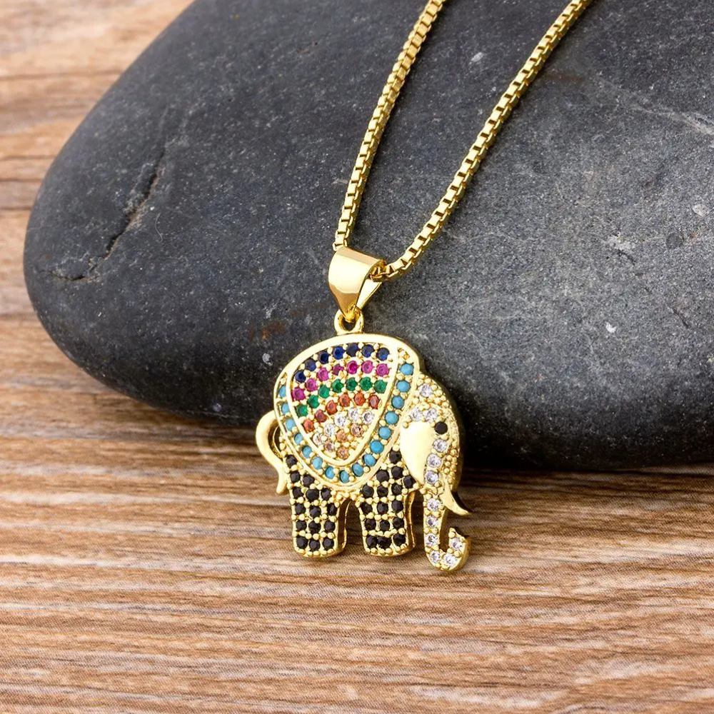 Collier Éléphant Zircon couleur