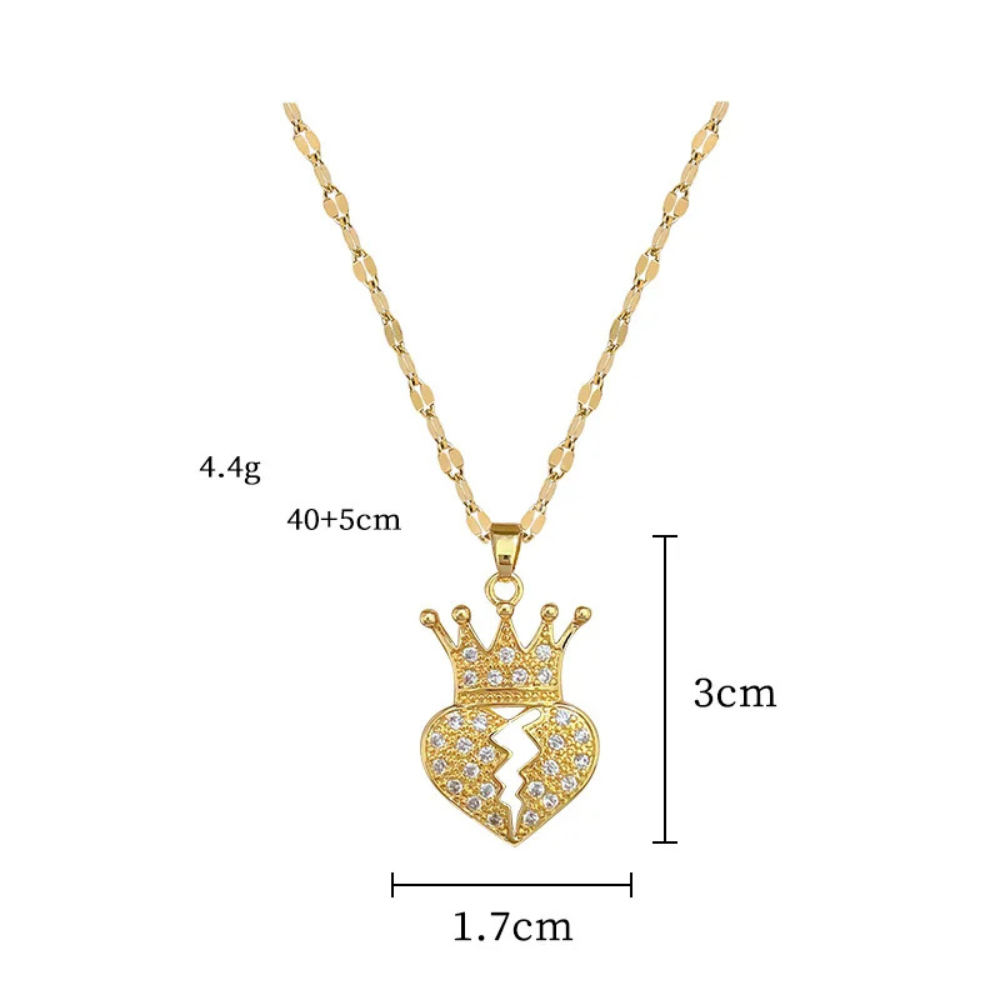 Collier Cœur et Couronne pendentif