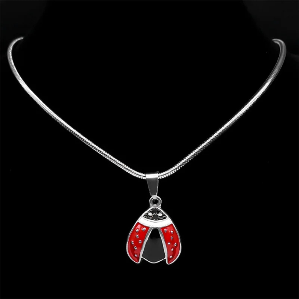 Collier Coccinelle Acier pendentif