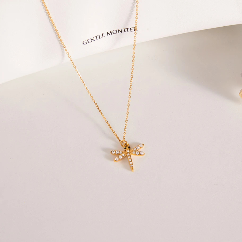 Collier Libellule Strass femme