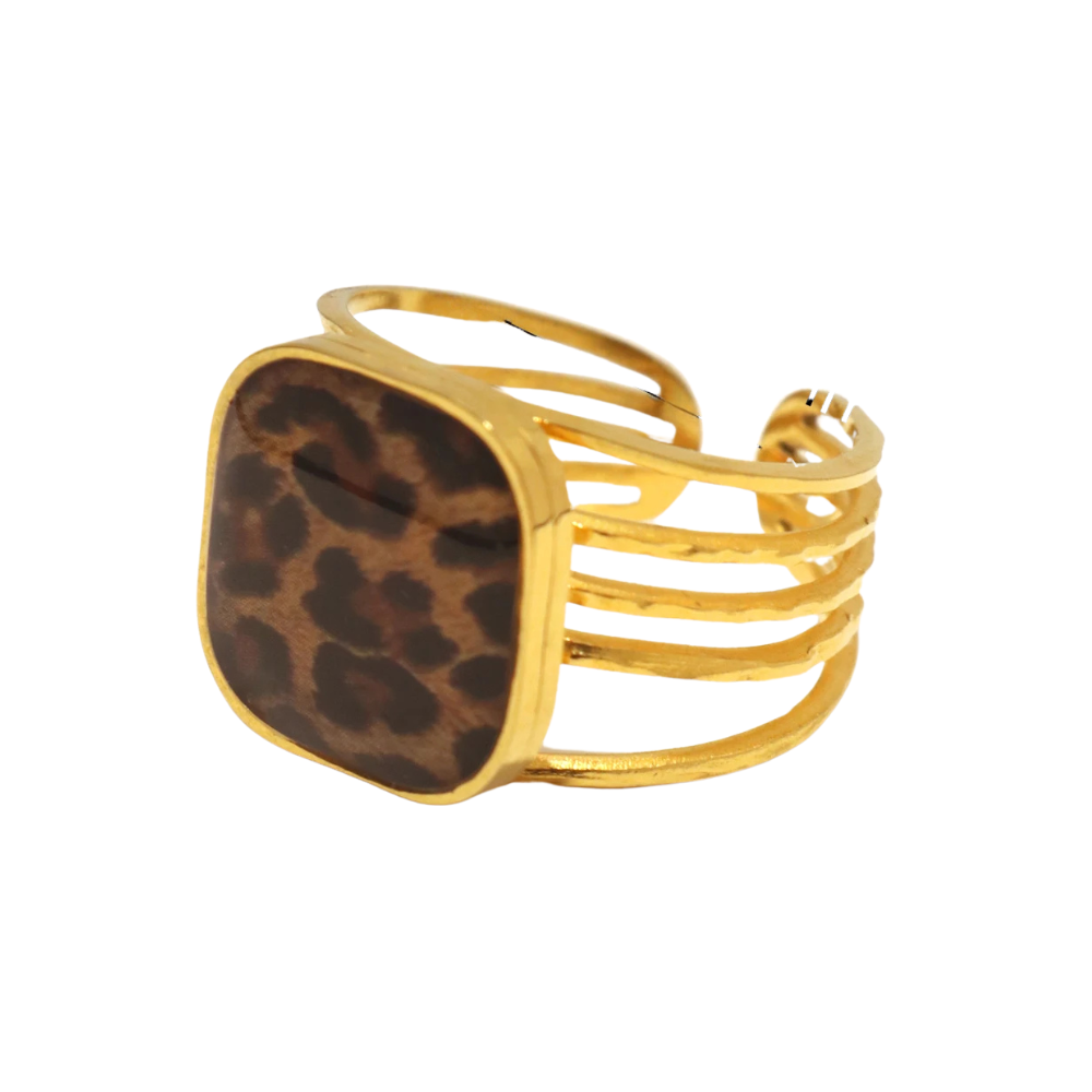 Bague Imprimé Léopard or