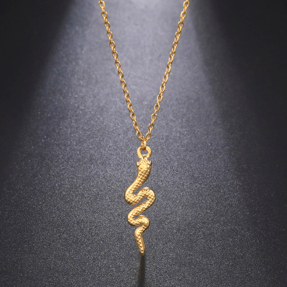 Collier Serpent Fin doré femme