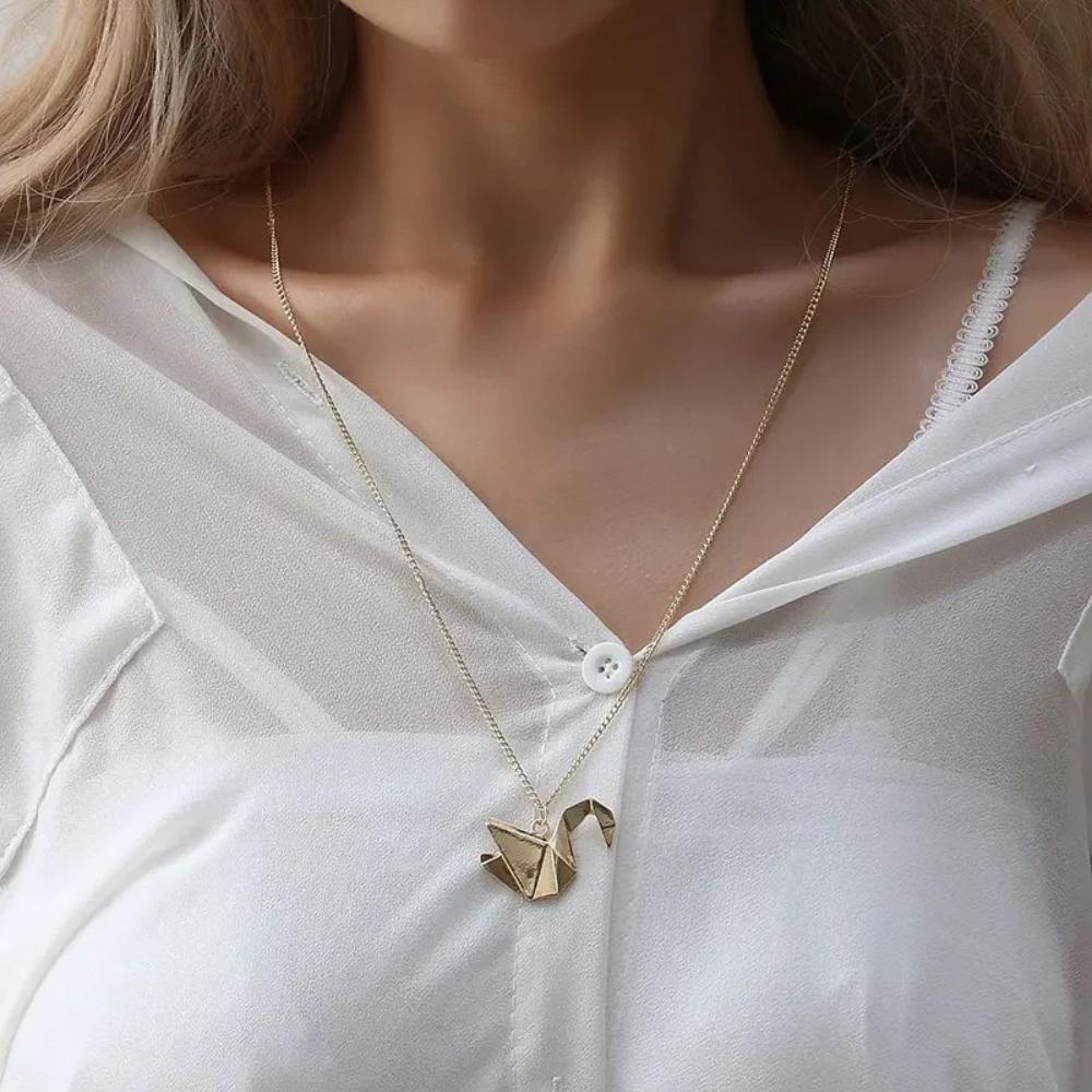 Collier Cygne en Papier or